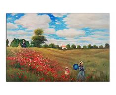Arte Dal Mondo ME073IAT-02 Promenade Ã Travers Les Coquelicots Tableau, Huile sur Toile, Peint Ã la Main et montÃ©e sur chÃ¢ssis esthÃ©tique, Multicolore, 90 x 60 x 2 cm