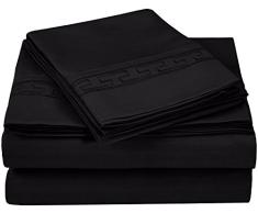 Qualité supérieure Ultra Doux Poids léger résistant aux Rides de lit avec Broderie Regal 100% Microfibre, Noir brossé en boîte Cadeau, 3 pièces, Double, Taille L/XL