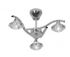 Oaks Lighting Quaid Plafonnier 3 lumières avec abat-jours en verre effet cristal transparent