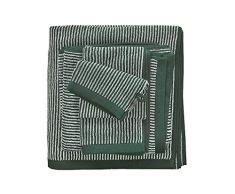 Marc OPolo Timeless Tone Stripe Serviette Bain, Eponge Coton tissÃ© Teint (550 GR/mÂ²), Pine Green/Off White, 50 cm x 100 cm