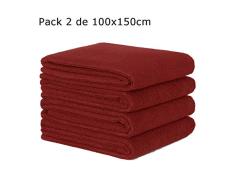 ForenTex Uni (2938) Lot de 2 Serviettes de Bain, Douche, Plage, Piscine, Salle de Sport, 100% Coton, Bordeaux, 100 x 150 cm
