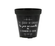 My Note Deco 065751 Cache Pot Rond pré-percé 17cm CUEILLETTE en Plastique Recyclable, Noir, Diamètre 17 cm