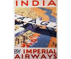 Wee Blue Coo Poster publicitaire rétro Voyage Voyage India Imperial Airways UK 30,5 x 40,6 cm
