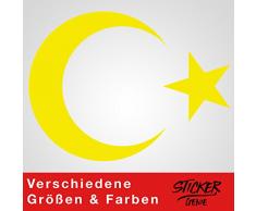 AY YILDIZ Sticker Mural avec Inscription en Anglais « Demi-Lune Porte kiye » Jaune 13 x 10 cm