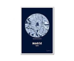 CUADRIMAN Design Tableau Louis Armstrong, Bois, Noir, Lilas et Bleu, 62Â x 42Â cm