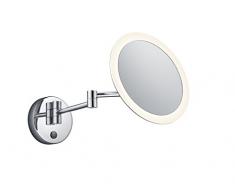 TRIO, Applique, View incl. 1 x LED,SMD,3,0 Watt,3000K,280 Lm. Acryl, Blanc, Corps: metal, Chrome Ã:21,6cm, P:36,0cm IP44,ON/OFF Touch,Pivotant,Magnification 3x,Montage au mur