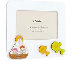Fabula Cadre de Table laquÃ© avec Applications en Bois Naturel Â« Bateau Ã Voile Â» pour Photo 10 x 15 cm Horizontale, Multicolore, 10 x 15 cm