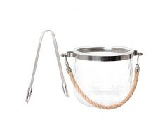 SAVEUR ET Degustation KA2451 Seau Ã Glace avec Pince 1 Litre, Verre, Transparent, 16,5 x 13,3 x 11,8 cm