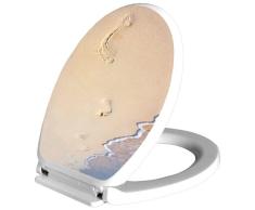 Bisk Soft Lunette de WC en polypropylène avec abattant Impression Plage et mer Blanc