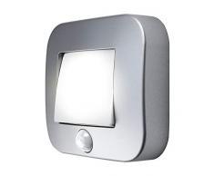LEDVANCE GADGET NIGHTlux Hall + Détecteur de Mouvement (Piles incluses) | Veilleuse Mobile à Pile | Argent | 0,25 Watts - 14 Lumens | Blanc Froid | Etanche IP54