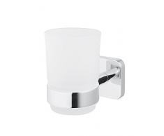 Bisk Forte Gamme Easy Fit Vis ou Colle Gobelet et Support en Aluminium, Zinc et Acier Inoxydable, Chrome, 7Â x 11Â x 10Â cm