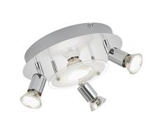 Briloner Leuchten 3498-048 plafonnier, Spots, Lampe Salon, Applique LED, Métal, GU10, 3 W, Chrome, 25 x 25 x 9 cm