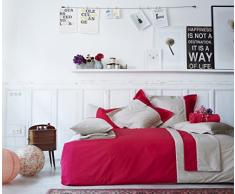 Essix - Drap Plat Toi & Moi Laurette Percale de Coton AzalÃ©e/Lin 180 x 290 cm