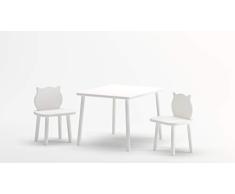 Kitty Ensemble Table et chaises rectangulaires pour Enfant Blanc