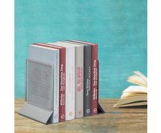 relaxdays 10024812_55 Serre Livres, Presse-Papier Set de 2, mÃ©tal Maille CD DVD, HxlxP 16,5 x 13 x 10,5 cm, Argent, Acier, 5 x 10,5 x 13,2 cm