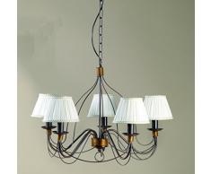 onli flamme lustre 5 lumières avec abat-jours E14, marron, 60 cm x H 100 cm