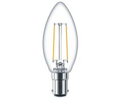 Philips Ampoule LED en forme de bougie Ã filament Blanc chaud, B15d, 2Â W
