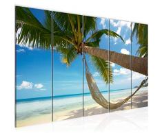 Tableau decoration murale Palmiers de plage 200 x 80 cm - XXL Impression sur Toile Salon Appartment 5 Parties - prÃªt Ã accrocher - 603655a