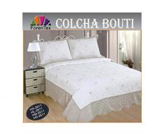 ForenTex Couvre-lit hs-2611Â Couvre lit brodÃ© Cousue avec taies pour Printemps/Ã©tÃ©/Automne Beige 190Â x 260Â cm + 1/50Â X 70Â Coussin 2Â 