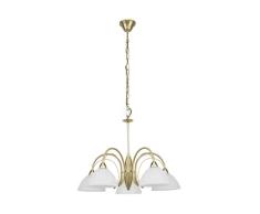Eglo Lampe suspension milea/dans messingmattem acier et verre en albÃ¢tre blanc, HV E14Â 5Â x 40Â W/ampoules exclusifs/Ã¸ 63,5Â cm/Hauteur 110Â cm 89827