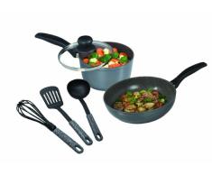 Stoneline 13534Â 6Â de Cuisine Comprenant 1Â 18Â cm Casserole et sauteuse 24Â cm, avec spatule, louche et Fouet