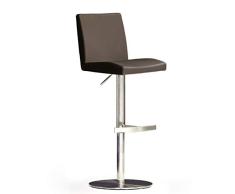 Robas Lund, Chaise, Tabouret de Bar, Chaise de Bar, Lo.pes, Tournable 360Â°, Inox/Simili Cuir, 52 x 40 x 110 cm, Marron