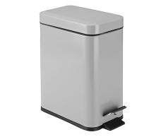 InterDesign Basic poubelle a pedale, poubelle à couvercle en plastique et métal pour la cuisine, le bureau ou la salle de bain, gris