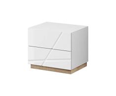 ESF FU-14 Table de Chevet, MDF (Panneau de Fibres de Bois à densité Moyenne), recouverts dun Papier décor imprégné de résine mélamine, Finition Blanc Mat, Taille unique