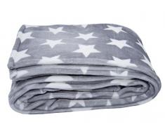 Tom Tailor T- Soft Stars Plaid Polyester, Gris Blanc, 150x200 cm