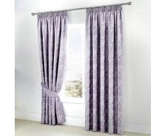 Serene doublés à Rideaux avec embrasses, Coton/Polyester, Lavande, 66 x 182,9 cm