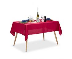 Relaxdays 10022620_789 Nappe Hydrofuge résistante Eau Linge de Table Jardin Polyester sans Plis 140x180 cm Rectangle, Rouge, 140 x 180 cm