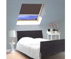 MADECOSTORE Store de Toit Enrouleur compatible Velux® - Chocolat - L100 x H116cm Modèle S08 - Cadre Alu