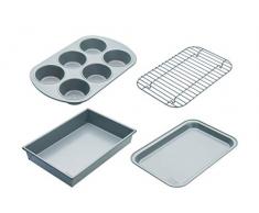 Chicago Metallic CMET8044 Professional Coffret compact avec moule antiadhésif, cupcakes, plaque de cuisson et grille à rôtir Acier carbone
