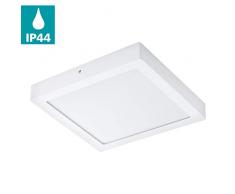 Eglo Plafonnier LED Fueva 1, 1 plafonnier, matériau : fonte métallique, plastique, couleur : blanc, L : 30 x 30 cm, blanc chaud, IP44