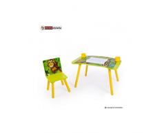 Homestyle4u pour Enfant étudier Devoirs décriture Table avec Motif Jungle, Bois, Multicolore, 30 x 30 x 30 cm