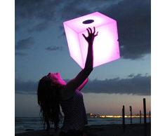 Delamaison JLE3240012 Cube Lumineux LED, Plastique, Blanc