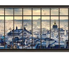 Scenolia Tapisserie Toile Textile Toits de Paris 4 x 2,70m - Décoration Murale Effet Trompe lOeil - Revêtement Panoramique Poster XXL - Pose Facile et Qualité HD
