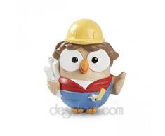 Studio Egan ML18GU/2IG Figurine ingénieur, modèle Goofi hiboux, céramique, Mutlicolore, 8 x 8 x 10 cm