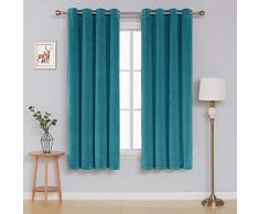 Deconovo Rideaux Velour Thermique Anti Chaleur Froid Salon Epais Salle Ã Oeillet IntÃ©rieur pour Chambre FenÃªtre 2 Pcs, Turquoise, 117x183cm