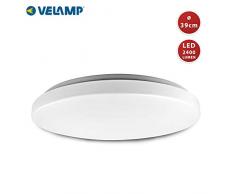 Velamp PTLED32W Plafonnier LED 2400lm (32W). Ã39cm. Extra fin: seulement 6,5 mm. Design Ã©lÃ©gant. LumiÃ¨re naturelle 4000K. IdÃ©al pour chambre, cuisine. Installation simple, Plastique, 32 W, Blanc