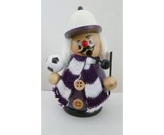 SIGRO sphérique Football Fumeurs Figure Brûle-encens avec écharpe en Tricot et Drapeau, 12 x 6 x 7 cm, Noir/Jaune, Bois Dense, Violet/Blanc, 12 x 6 x 7 cm