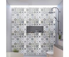 Stickers adhésifs carrelages | Sticker Autocollant Carreaux de ciment - Mosaïque carrelage mural salle de bain et cuisine | Carreaux de ciment adhésif mural - azulejos 20 x 20 cm - 30 pièces