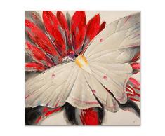 Arte Dal Mondo AS353X1 Papillon sur Fleur Tableau Modern Peint à la Main sur Toile avec Chassis, Multicolor, 100x100x3,5 cm