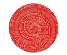 TheKitchenette 2614269 Lot de 4 Assiettes Plates en Grès, grés, Rouge, 27 x 27 x 3 (cm)