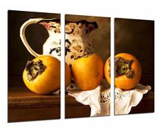 Tableau Moderne Photographique, Impression sur bois, Fruit de Persimmon, Vase Vintage, 97 x 62 cm, ref. 26678