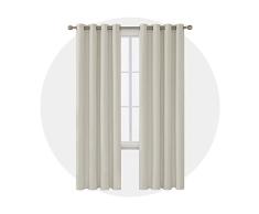 Deconovo Rideau Occultant Cuisine Anti Chaleur Salon Ã Oeillet Fenetre Chambre Adulte de Porte Isolant Thermique 2 Pcs, Beige, 140x229cm