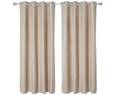 Deconovo Rideau Occultant Salon Chambre Bebe Bureau Design Moderne Couche de Mousse Ã Oeillets Isolant Thermique 2 Pcs, Polyester, Beige, 140x245cm