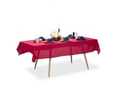 Relaxdays 10022620_790 Nappe Hydrofuge résistante Eau Linge de Table Jardin Polyester sans Plis Rectangle 140x220cm, Rouge, 140 x 220 cm
