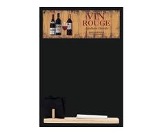 Tableaux noirs britannique Petit tableau mÃ©mo/tableau noir/tableau noir/tableau noir de cuisine avec imprimÃ© Vin Rouge illustrations, plateau en bois, piÃ¨ce dCraie et feutre gomme Motif cabine. Gamme., bois, noir, 29.7Â x 20.7Â x 1Â cm