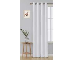 Deconovo Rideau Occultant Chambre Enfant Restaurant de Porte Cuisine Anti Chaleur Ã Oeillet Isolant Thermique 1 Pcs, Polyester, Blanc PÃ¢le Gris, 140x245cm